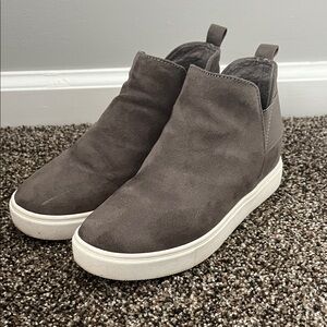 Gray Suede Slip-On Sneakers